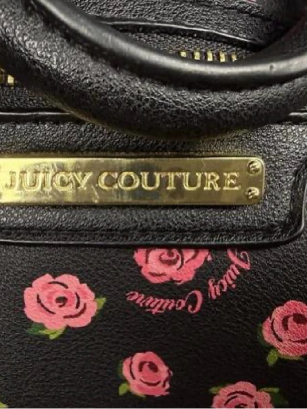Juicy Couture Dusty Rose Promenade Black & White Floral Satchel Pink Rose Print